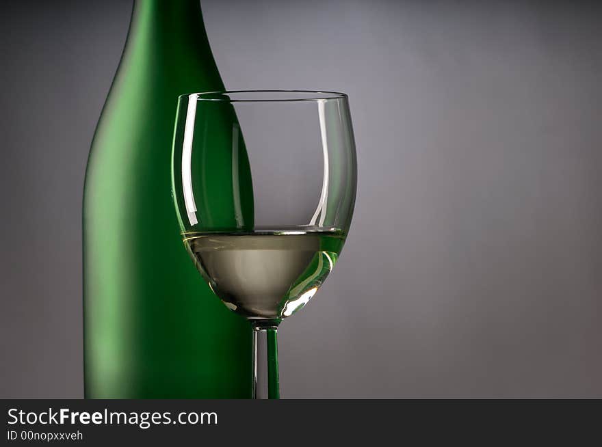 Close up of Wine Bottle and glass