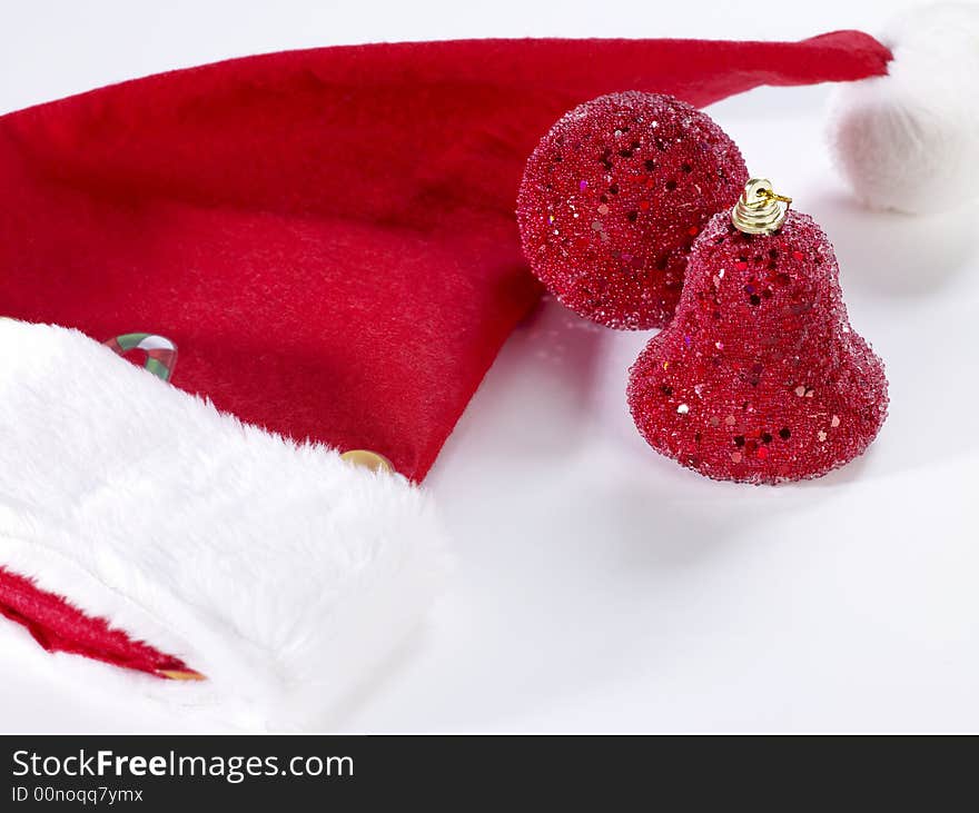 Christmas hat and globes, xxl image. Christmas hat and globes, xxl image