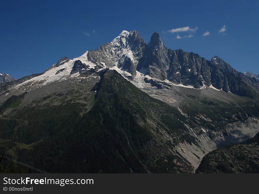 Panoramic wiew of the mont blanc group , tha aigiolle vert. Panoramic wiew of the mont blanc group , tha aigiolle vert