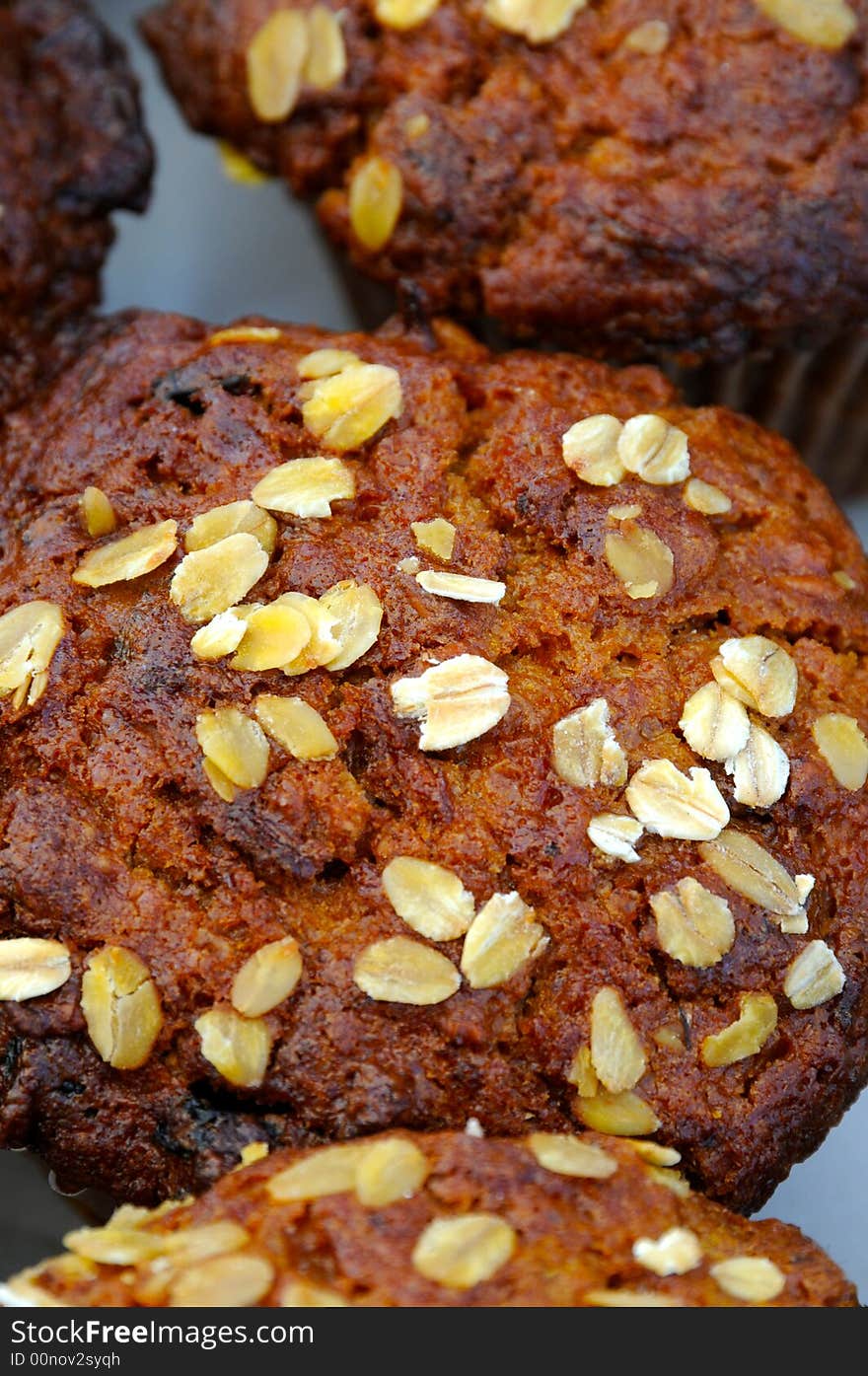 Fresh organic oat bran muffins with almonds. Fresh organic oat bran muffins with almonds