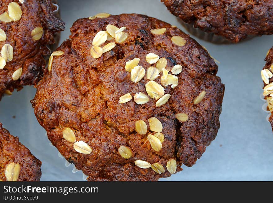 Fresh organic oat bran muffins with almonds. Fresh organic oat bran muffins with almonds