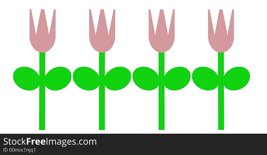 An simple illustration of pink tulips in the spring. An simple illustration of pink tulips in the spring.