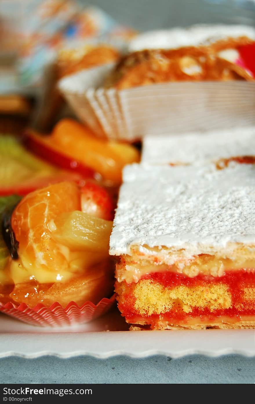 Delicious sweet baked food on a table. Delicious sweet baked food on a table.