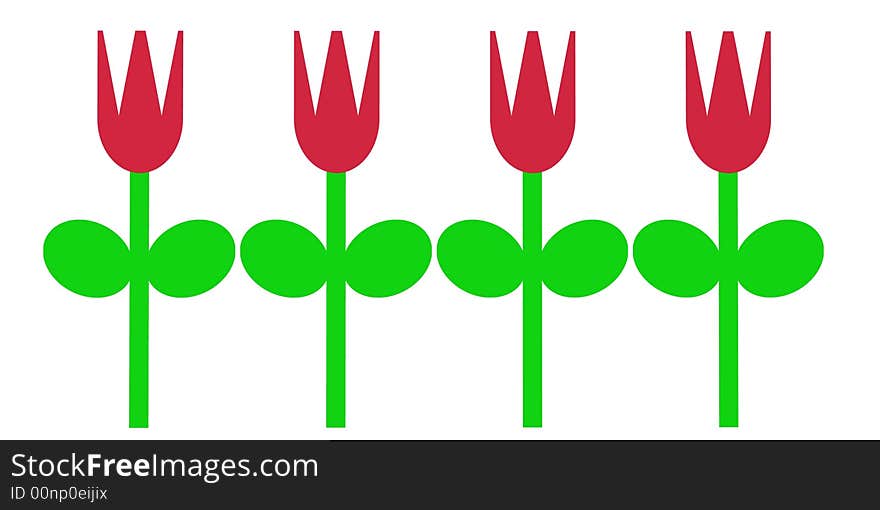 An simple illustration of red tulips in the spring. An simple illustration of red tulips in the spring.