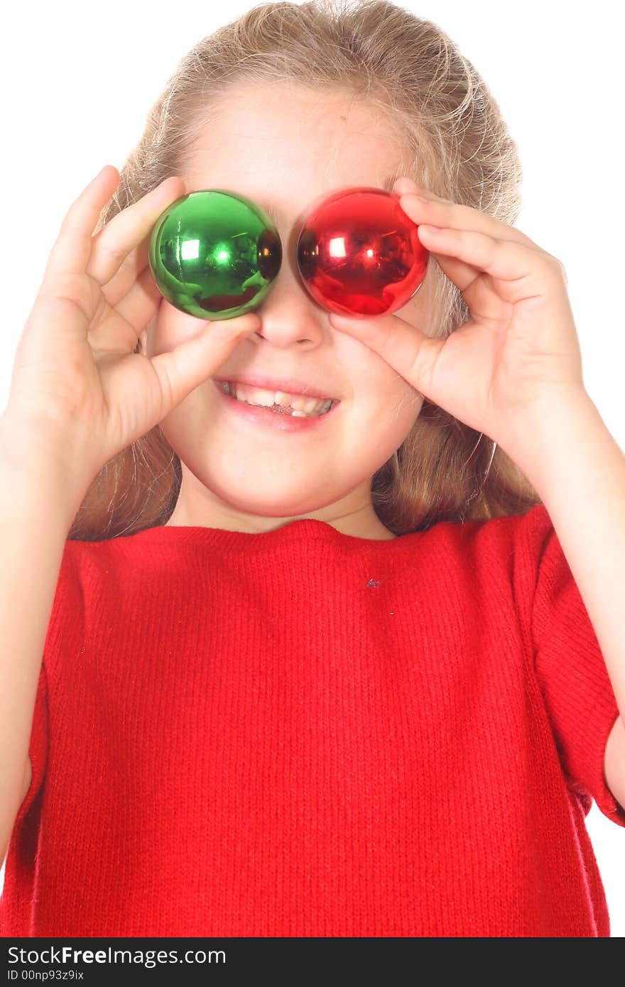 Shot of a kid christmas ornament eyes vertical