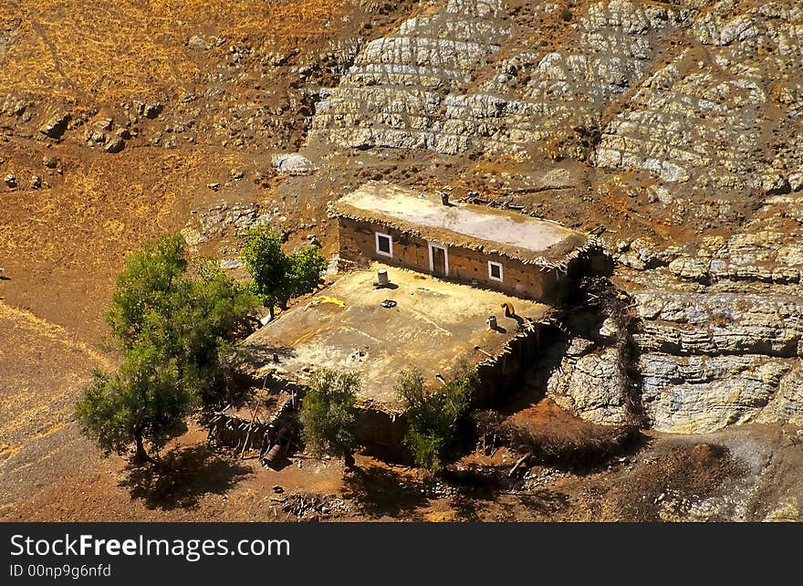 Lonely farmhouse in the mountains of Morocco. Lonely farmhouse in the mountains of Morocco