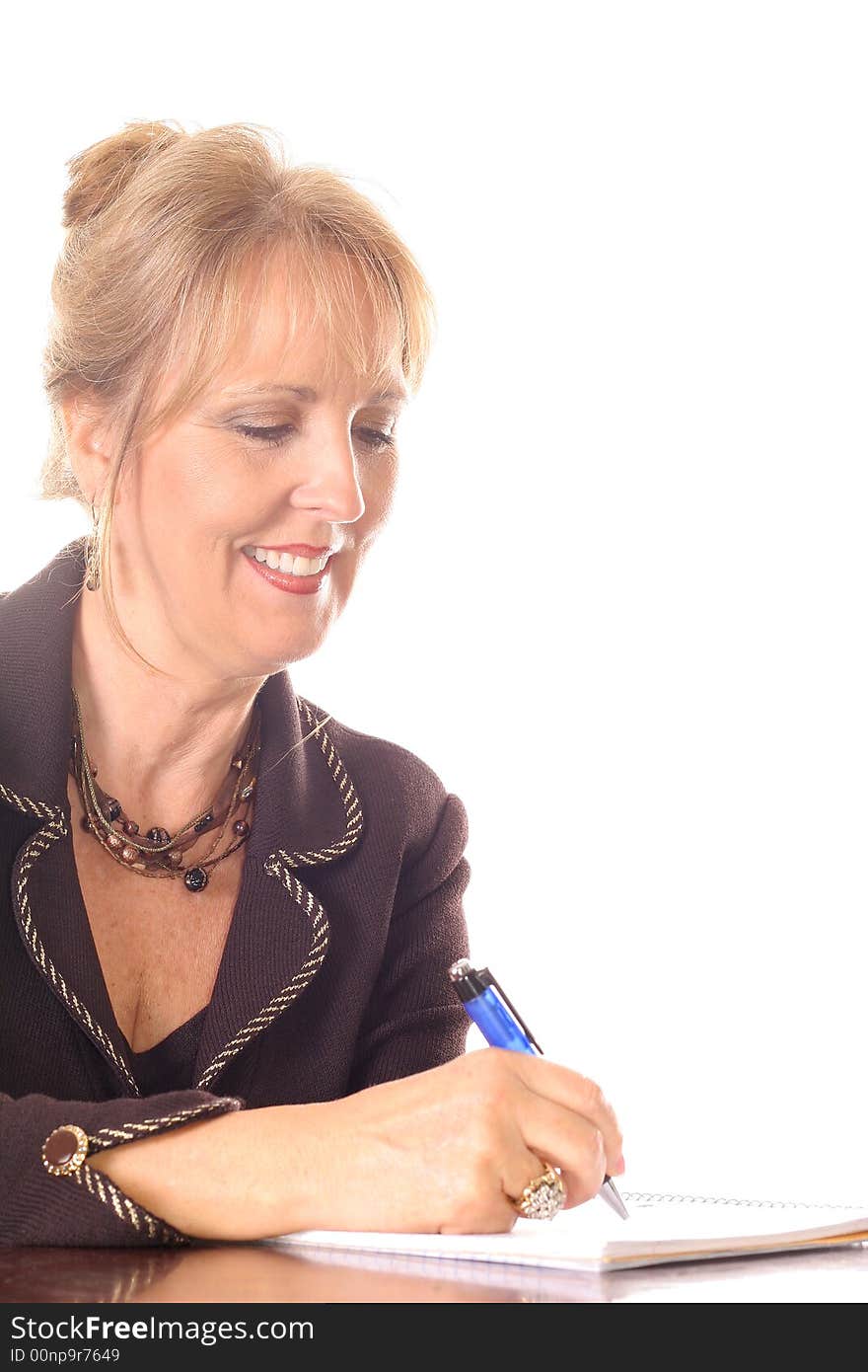 Woman Taking Notes Smile