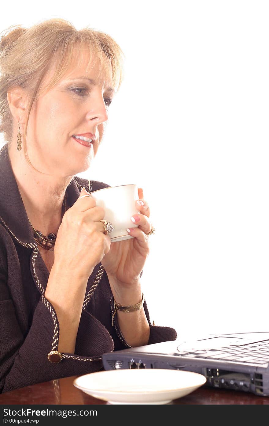 Photo of a Business woman taking a break