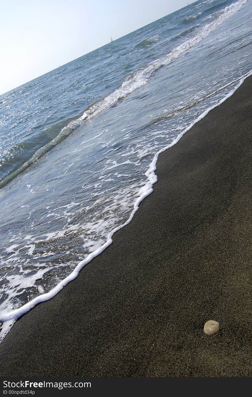 This is a sea landscape of a roman beach. This is a sea landscape of a roman beach