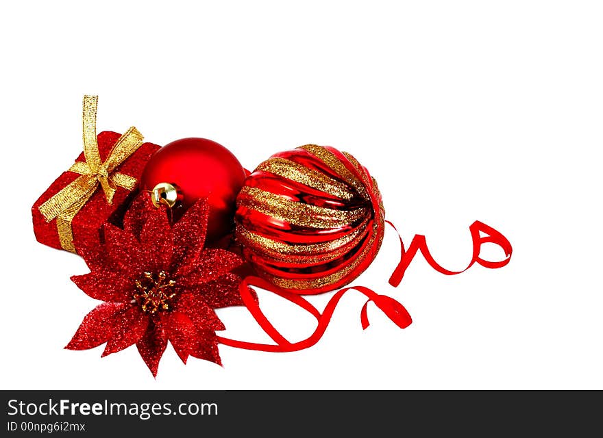 Isolated image of christmas decors with copy space