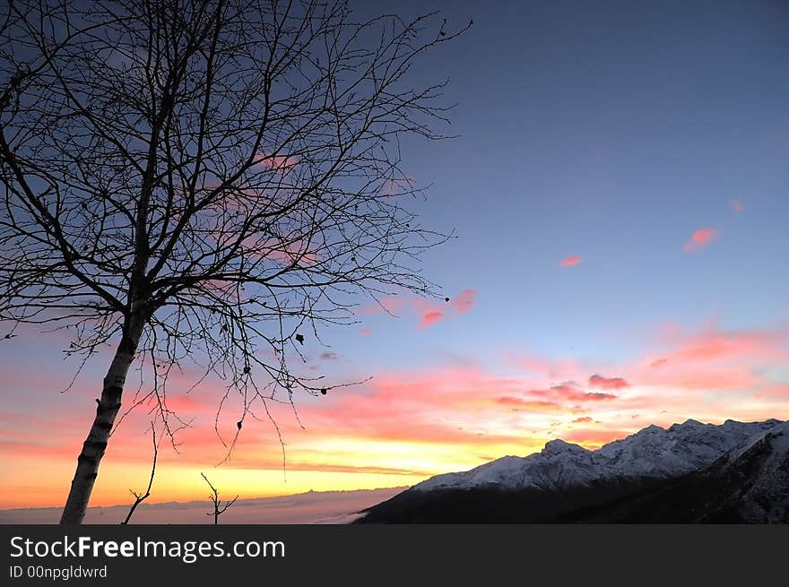 Mountain sunset landscape