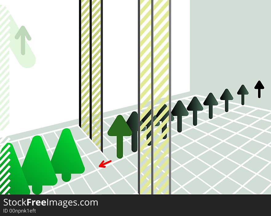 Vector christmas tree made of arrows, symbolizing business activities