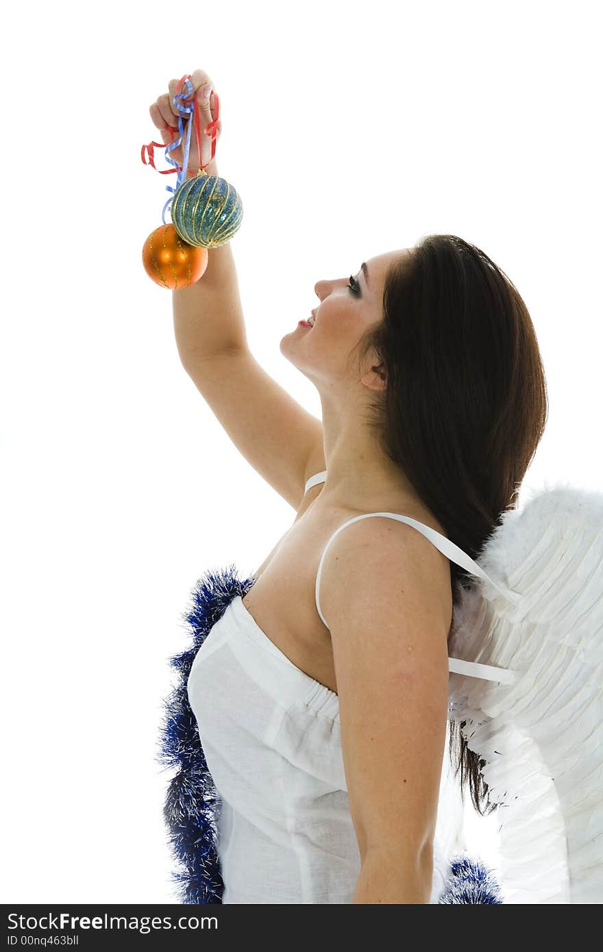 Beautiful woman with wings on isolated background