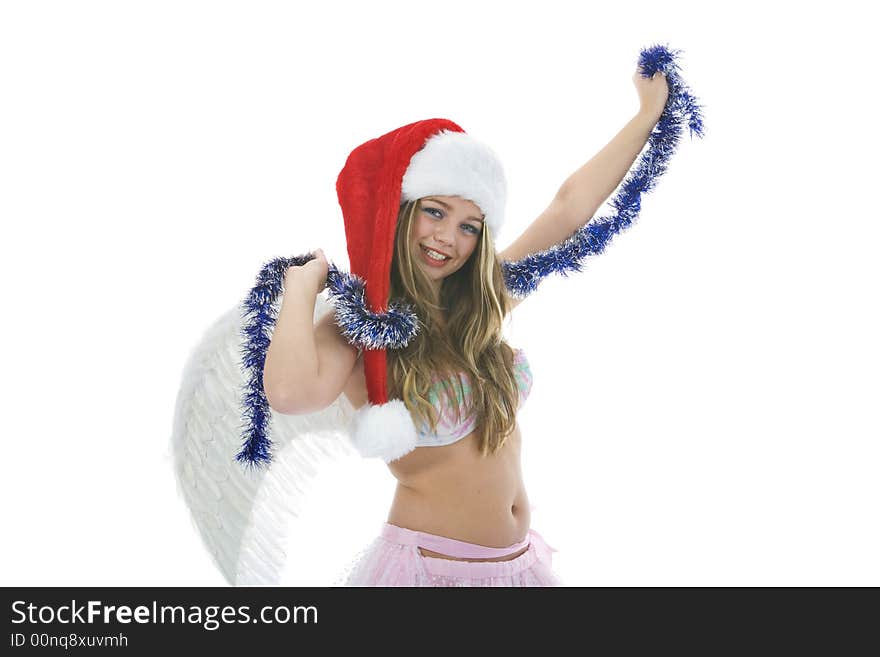 Beautiful woman with wings on isolated background