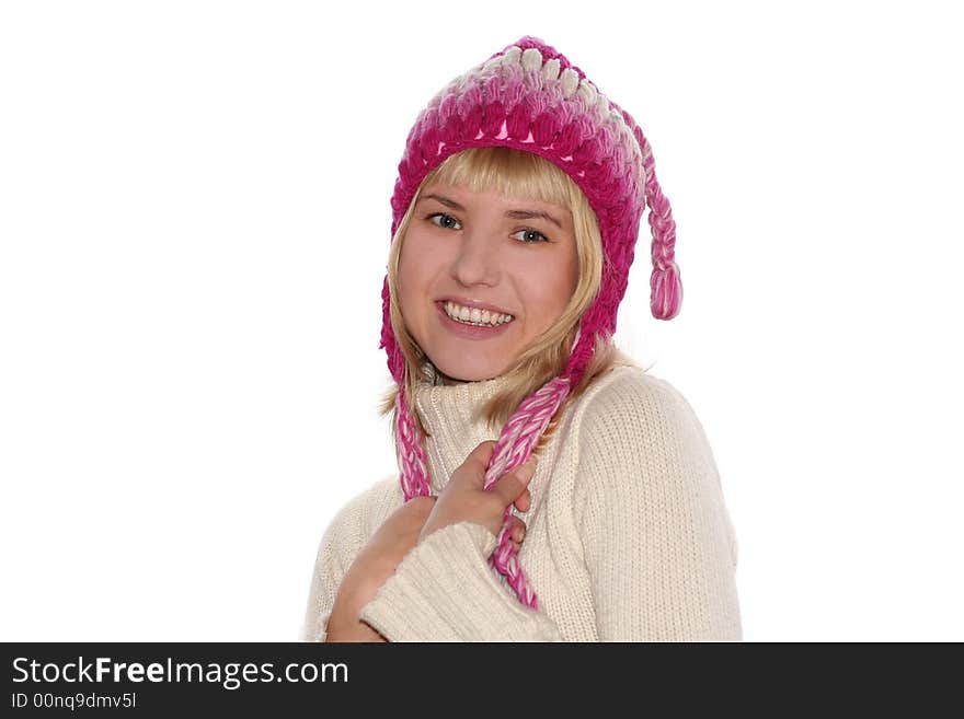 Smiling Blond Girl In Cap