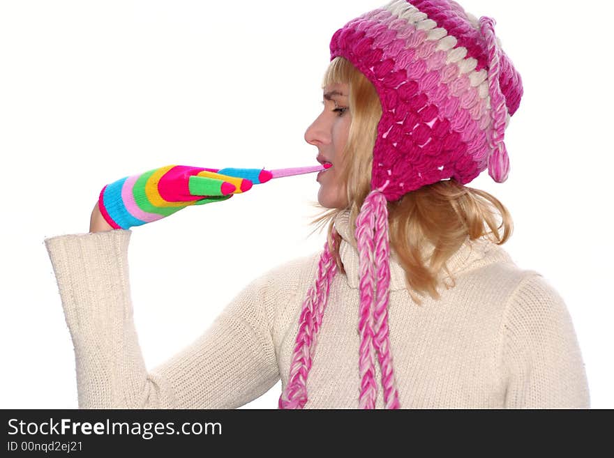 Blond Girl In A Pink Cap