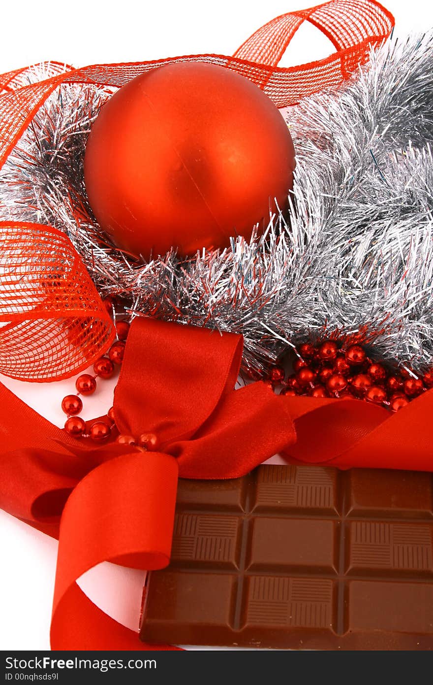 Xmas chocolate gift over white background