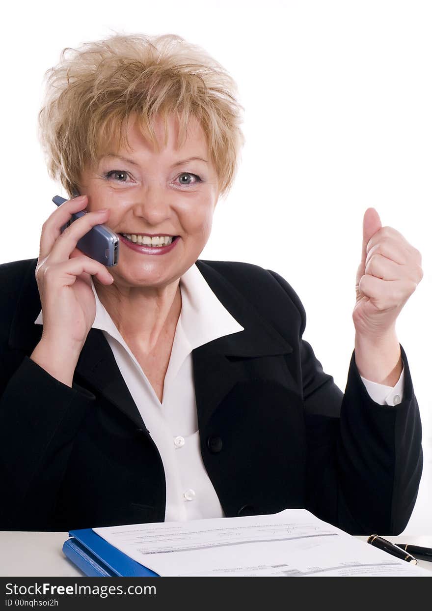 Smiling buisinesswoman in black suit