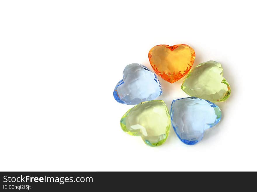 Colour hearts with love / white background. Colour hearts with love / white background