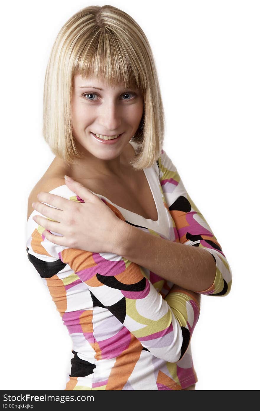 Portrait of a young woman isolated on white