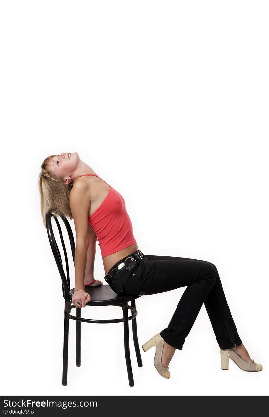 Young woman sitting on a chair