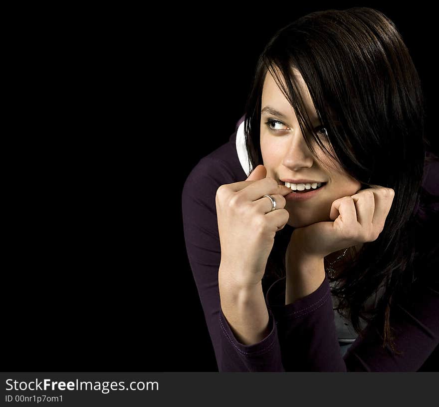 Teenager girl with brown hair biting her nails and checking out someone.

Studio lighting. Teenager girl with brown hair biting her nails and checking out someone.

Studio lighting.