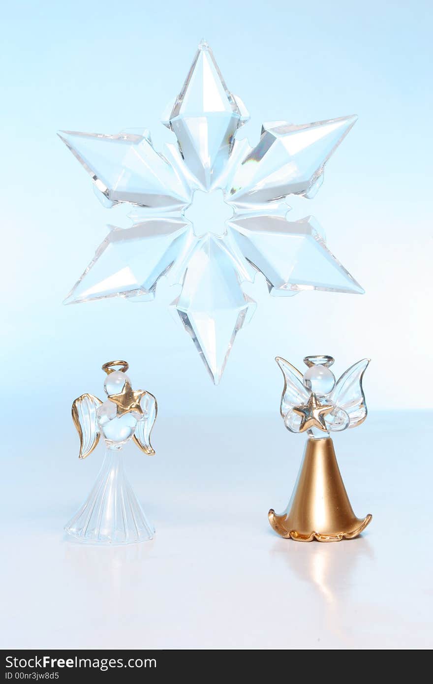 Two Glass Angels And Star