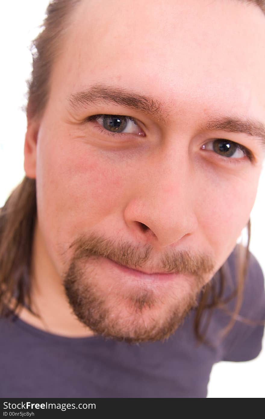 Scary looking young man on white background. Scary looking young man on white background