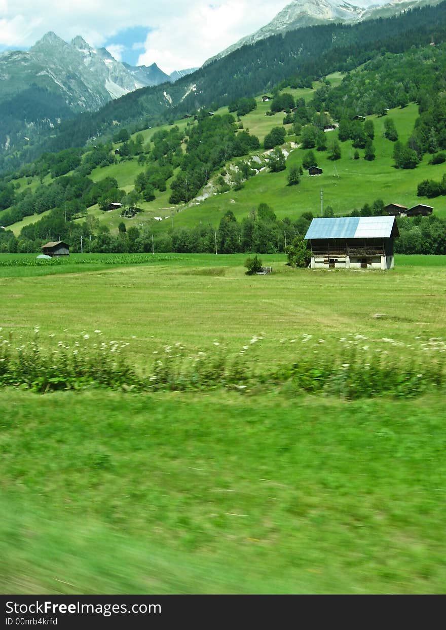 Alpine Countryside In Switzerland, Europe