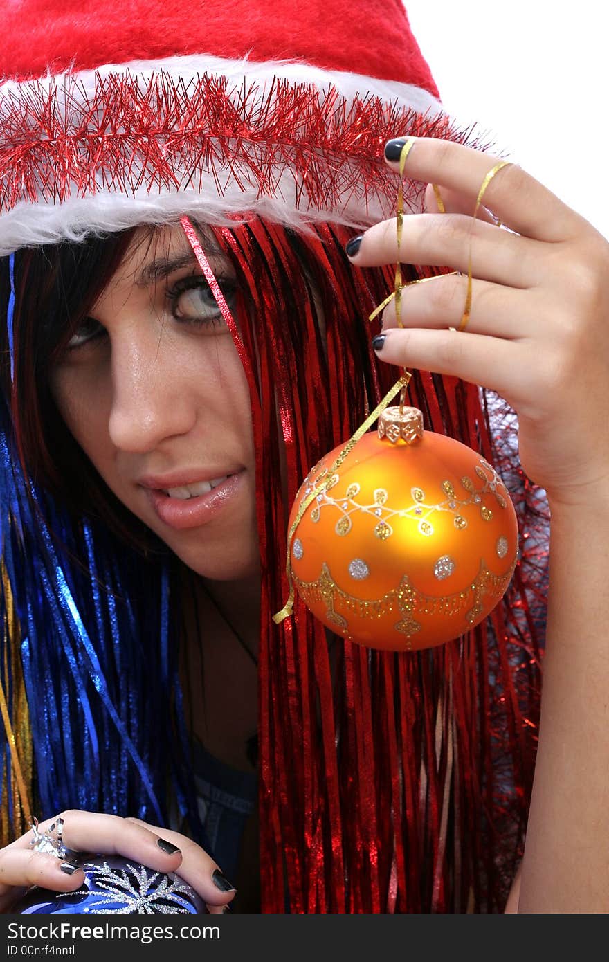 Christmas girl, isolated on white