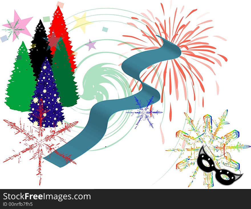 Colored image with snowflakes