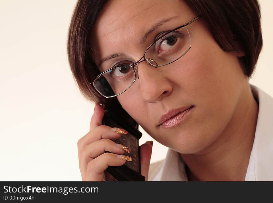 Beauty White businesswoman with handy