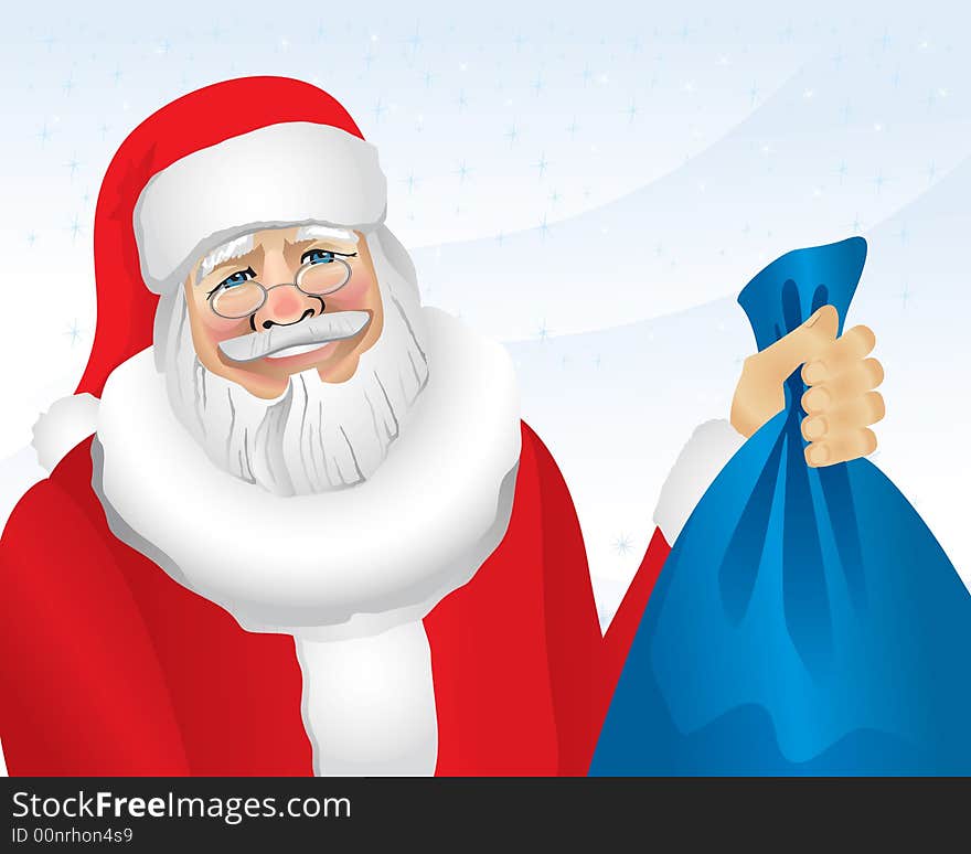 Santa Claus With Bag Of Presents (vector or XXL jpeg image). Santa Claus With Bag Of Presents (vector or XXL jpeg image)