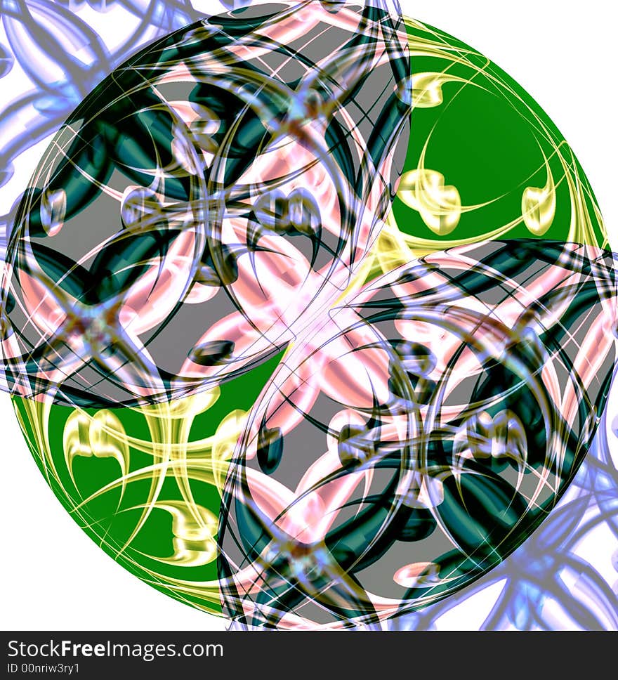 Colorful bauble made of wave elements. Illustration made on computer.