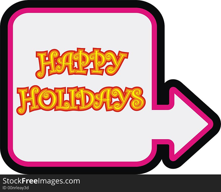 Happy holidays sign headline with colored arrow