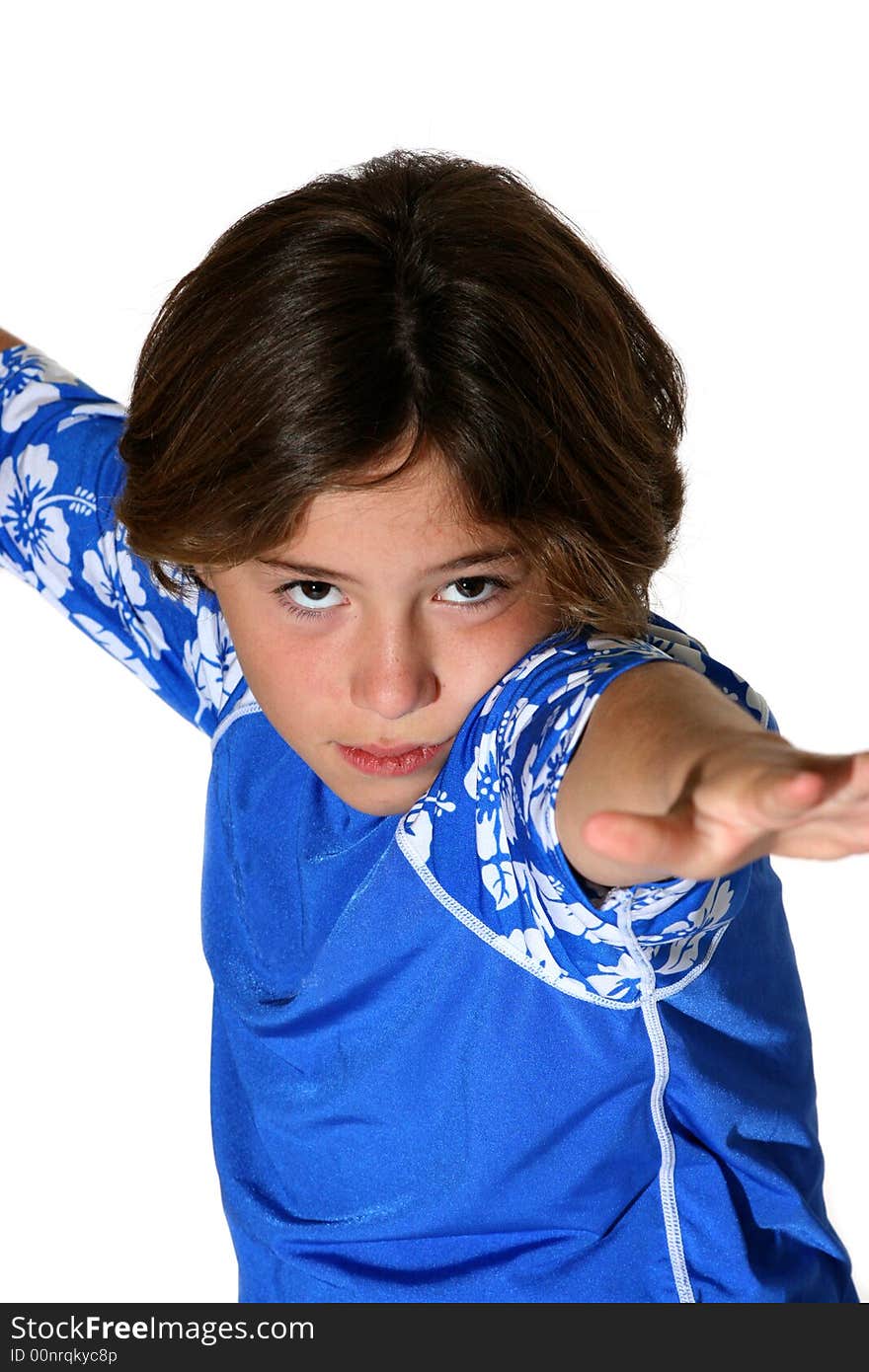 Portrait of young girl exercising