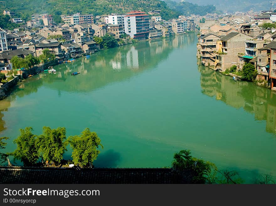 China Guizhou ancient towns - Zhenyuan. China Guizhou ancient towns - Zhenyuan