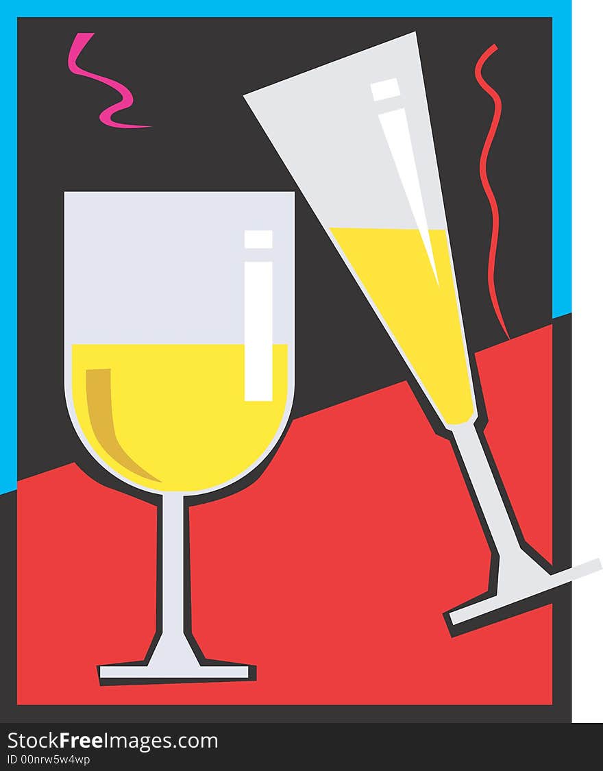 Illustration of two glass of champagne. Illustration of two glass of champagne