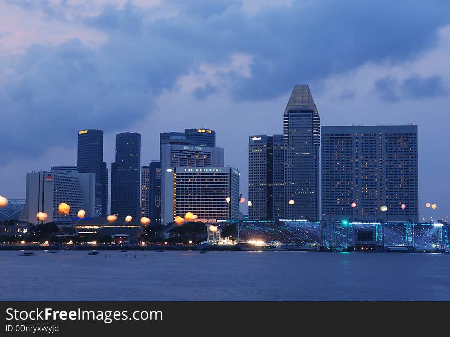 Colorful Night Scene And Sea Of Modern City