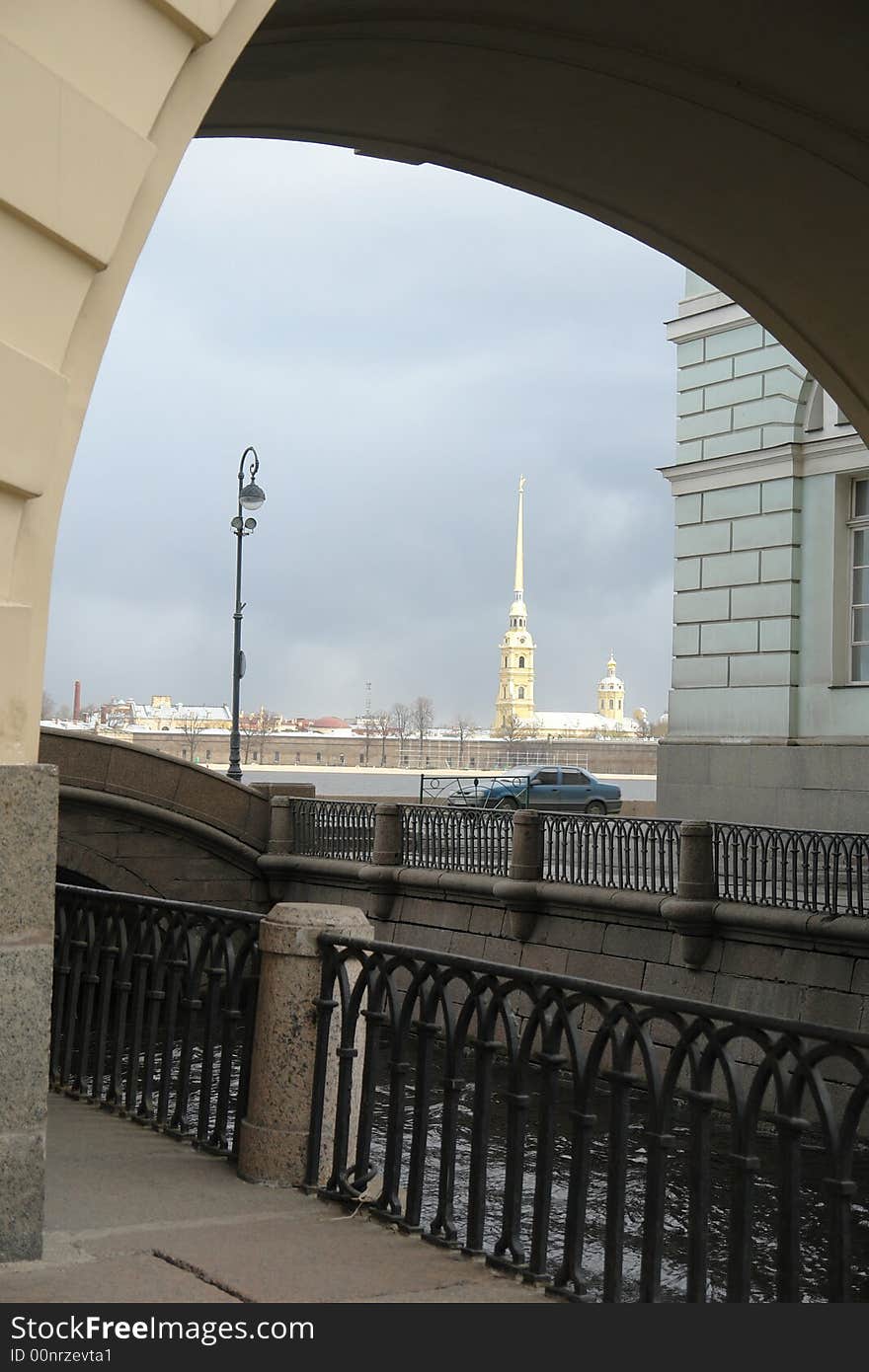 View on Petropavlovskaya fortress from Hermitage. View on Petropavlovskaya fortress from Hermitage