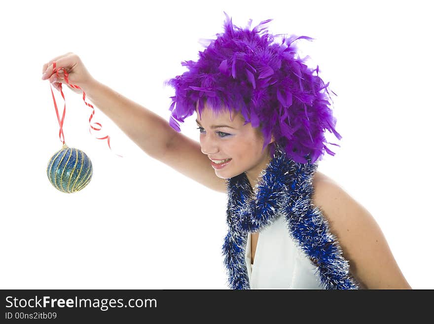 Beautiful woman with christmas decoration