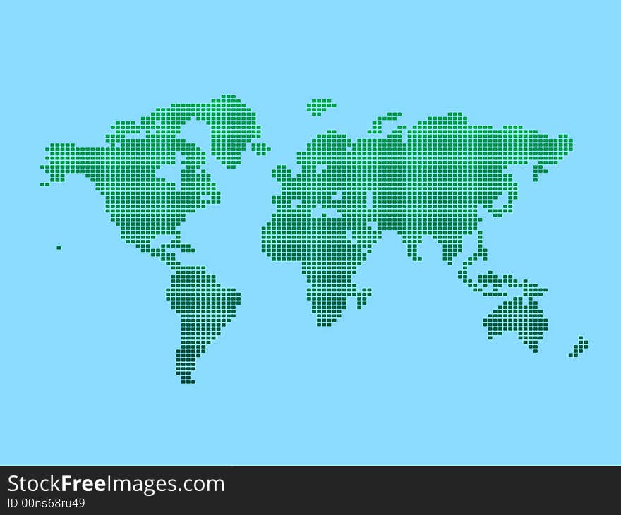 Map of the World made with rounded squares pattern. Map of the World made with rounded squares pattern