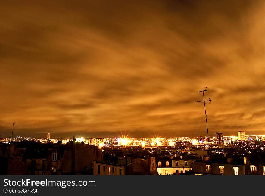 Paris sky on the night