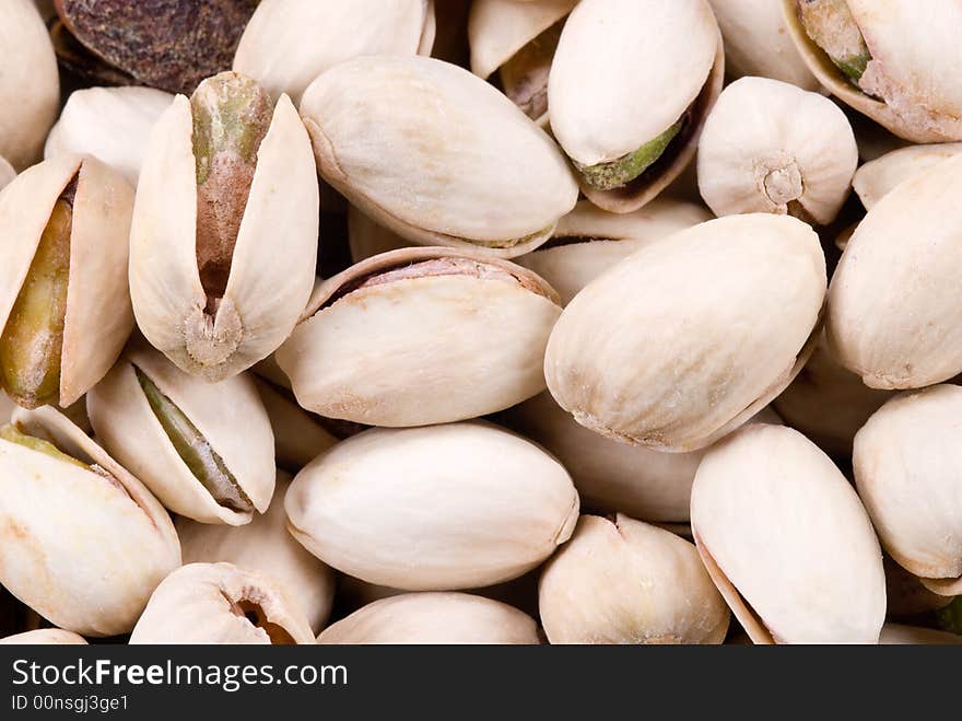 Close-up of fresh pistachio nuts for backgrounds