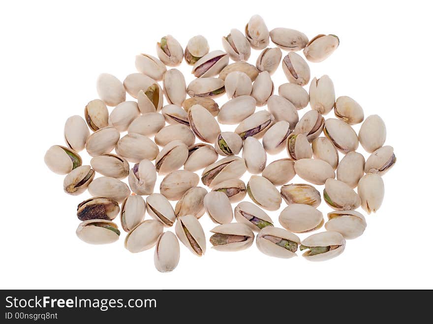 Fresh pistachio nuts isolated on a white background