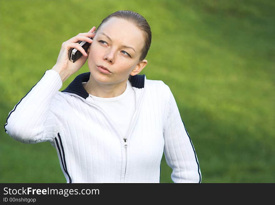 The woman holding a cellphone