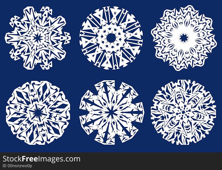 Six Christmas Snowflakes