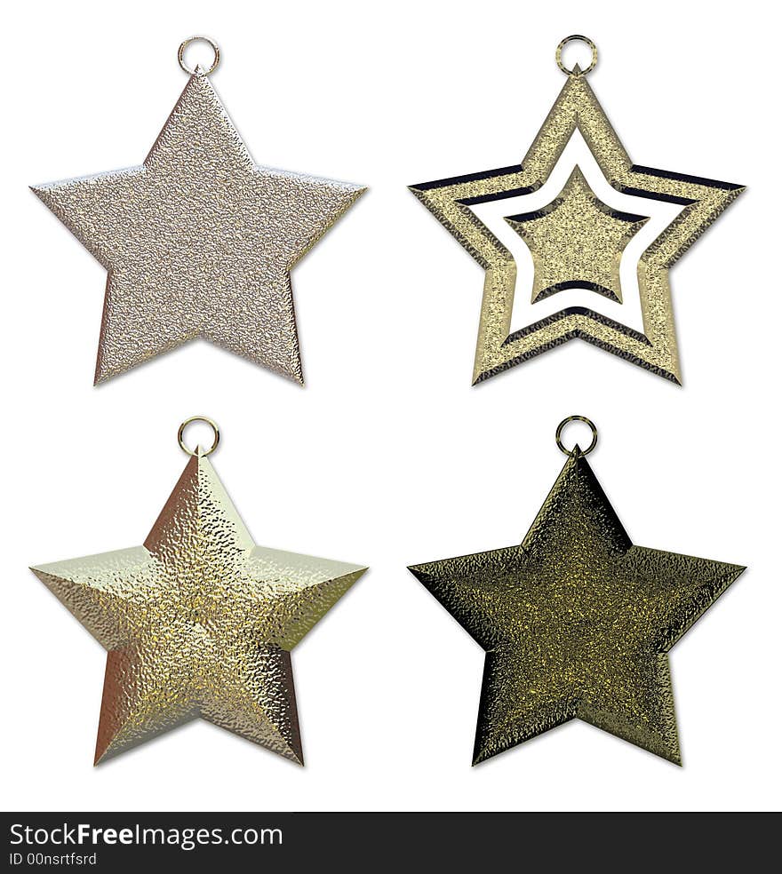 Metal stars on the white background