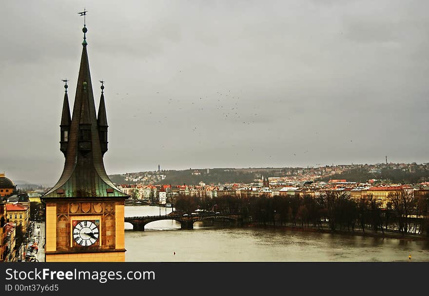 Prague, capital of Czech republic, view to the river vltava