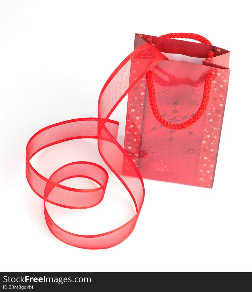 Christmas gift with red ribbon